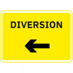 Diversion Arrow Left Metal Road Sign - 1050mm x 750mm