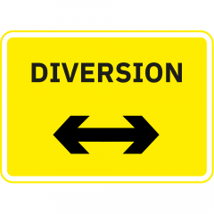 Diversion Reversible Arrow Metal Road Sign - 1050mm x 750mm