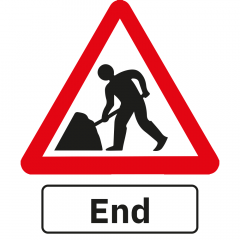 Men At Work End Triangle Metal Road Sign - 750mm