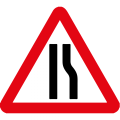 Road Narrows Right Triangle Metal Road Sign - 750mm