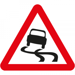 Slippery Road Triangle Metal Road Sign - 750mm
