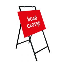 Road Closed 1050x750mm Rectangle Sign & Metal Quick Fit Frame 