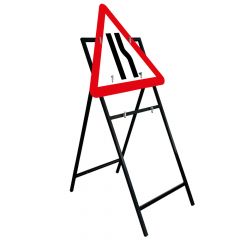 Road Narrows Right 750mm Triangle Sign & Metal Quick Fit Frame 