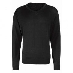 RT20-BLK | V Neck Knit Acrylic Sweater | Black | CMT Group UK