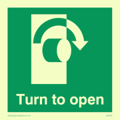 Vinyl Photoluminescent Sticker - 85mm x 85mm - Turn to open (clockwise)