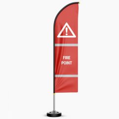 Fire Point Hi-Vis Sail Flag With Pole & Base 3.4m - Double Sided