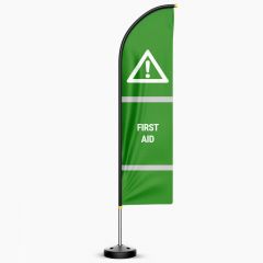 First Aid Point Hi-Vis Sail Flag With Pole & Base 3.4m - Double Sided