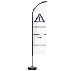 Information Point Hi-Vis Sail Flag With Pole & Base 3.4m - Double Sided