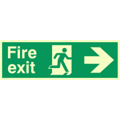 PVC Photoluminescent Sign - 450mm x 150mm - Fire exit right