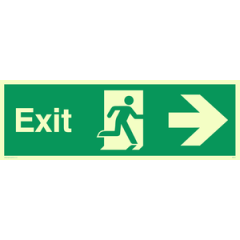PVC Photoluminescent Sign - 300mm x 100mm - Exit right