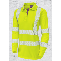 Women's Safety Clothing | Yellow Hi Vis Long Sleeve Polo Shirt | CMT Group