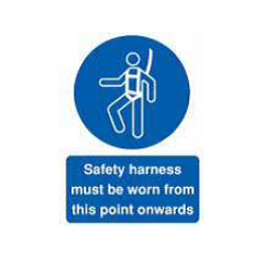 Safety Harness Must be Worn From This Point Onwards Sign - PVC