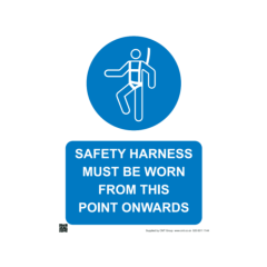 Site Sign - 3mm Correx - 297x420mm (A3) - Safety Harness Must be Worn From This Point Onwards 