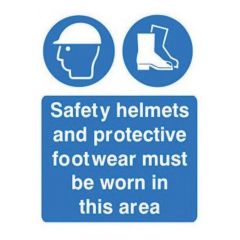 Safety Helmets and Protective Footwear Must Be Worn Sign - PVC