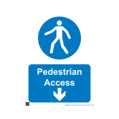Safety Sign Pedestian Access arrow down 297x420mm A3 - 3mm Correx