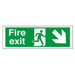 Site Safety Fire Door Sign | Fire Exit (Downwards Right Arrow) | Colour: Green | Dimensions: 150 x 450mm | CMT Group UK