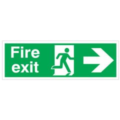 Site Safety Fire Door Sign | Fire Exit Arrow Right | Dimensions: 150x450mm | Colour: Green | CMT Group UK
