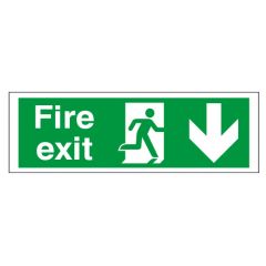 Site Safety Fire Door Sign | Green Fire Exit Sign | Downward Arrow | CMT Group