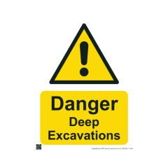 Safety Sign Danger Deep Excavation 297x420mm A3 - 3mm Correx