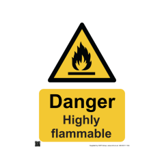 Safety Sign Danger highly flammable 297x420mm A3 - 3mm Correx