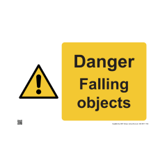 Site Sign - Rigid PVC - Danger falling objects - 400mm x 300mm (A3)