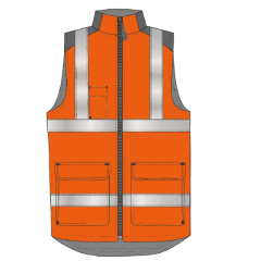 Hi Vis Body Warmer Orange - Printed TKP Surfacing on Rear