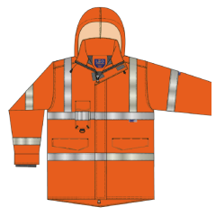 Hi Vis Railway Jacket Orange - Printed TKP Surfacing on Rear