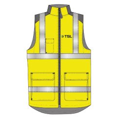 Hi Vis Bodywarmer Yellow - Printed TSL FLB & Rear