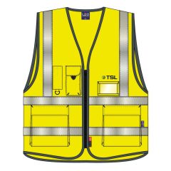Hi Vis Executive Vest Yellow – Printed TSL FLB & Rear 