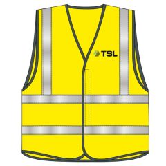 Hi Vis Sleeveless Vest Yellow - Printed TSL FLB & Rear 