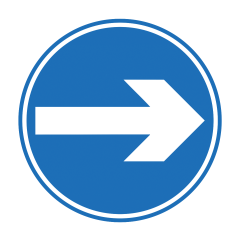 Bespoke Sign - TSL - 600x600mm 4mm Correx - Blue Circle Arrow Right