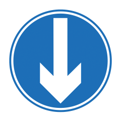 Bespoke Sign - TSL - 600x600mm 4mm Correx - Blue Circle Arrow Down