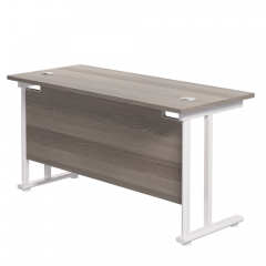 Twin Leg Rectangular Desk - Grey Oak