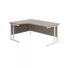 Twin Leg Left-Angle Corner Desk 1600mm Wide - Grey Oak