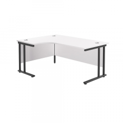 Twin Leg Left-Angle Corner Desk 1600mm Wide - White