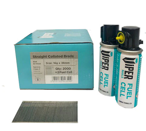 Viper Straight Stainless Steel Brad Nails & Fuel Pack