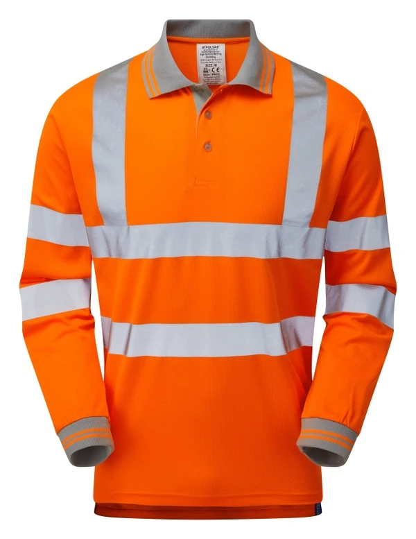 Orange long store sleeve polo shirt