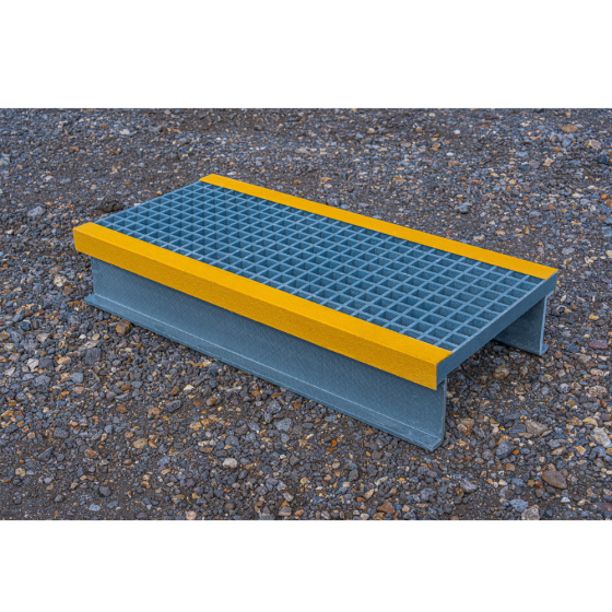 GRP Step Over Platform Grey/Yellow