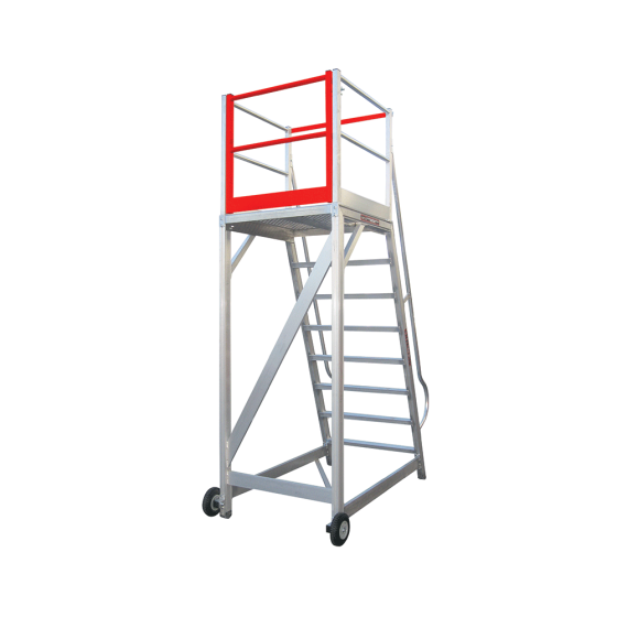 SAFESMART A Frame Aviation Platform-Heavy Duty 5 Step-1400mm-450mm x450mm Platform Complete with Wheels, Handles and Rubber Buffers