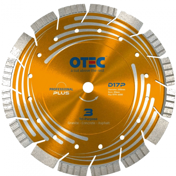 OTEC Professional Plus Diamond Blade - Tri-Purpose Granite/Concrete/Asphalt