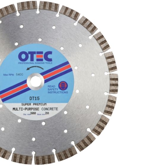 Concrete Diamond Blade – Super Premium – 15mm Segment – OTEC DT15 for concrete cutting | CMT Group