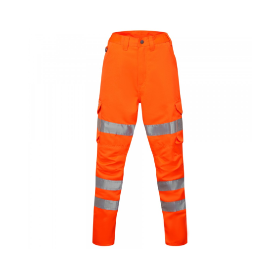 Womens Hi Viz Polycotton Trousers Orange  - Size 12 Regular