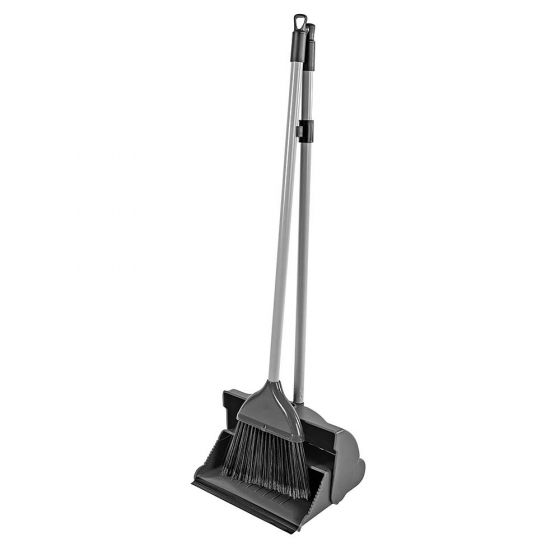 Long Handled Dustpan & Brush Set - Black