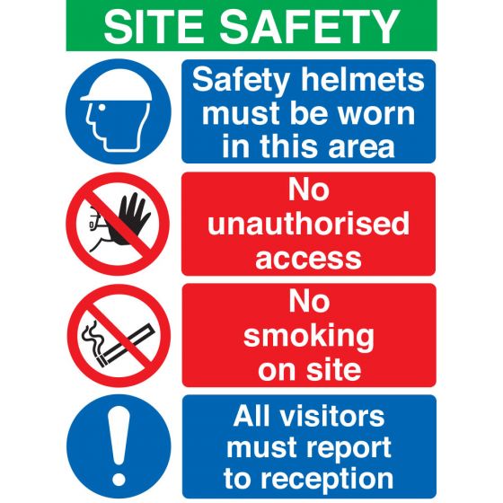 Site Safety Board - 4 Point - Option B - Portrait - PVC