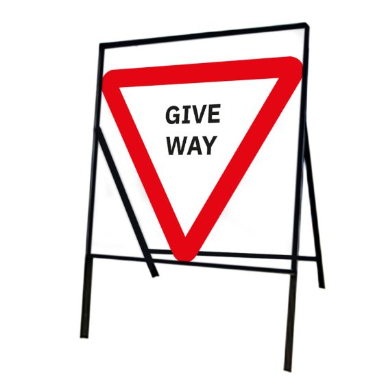 Give Way Triangle Metal Road Sign Frame Clips 750mm Give Way Triangle Metal Road Sign Frame Clips 750mm