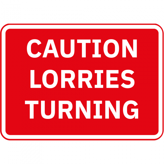 Caution Lorries Turning Metal Road Sign - 1050mm x 750mm