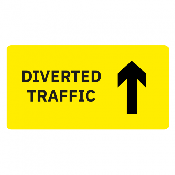 Diverted Traffic Arrow Up Metal Road Sign - 1050mm x 450mm
