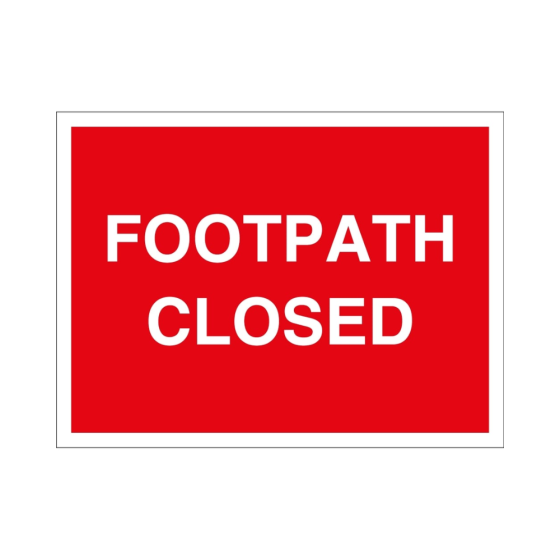 RA1 Plastic Quick Fit PLATE ONLY - Rectangle 600x450mm - Footpath Closed