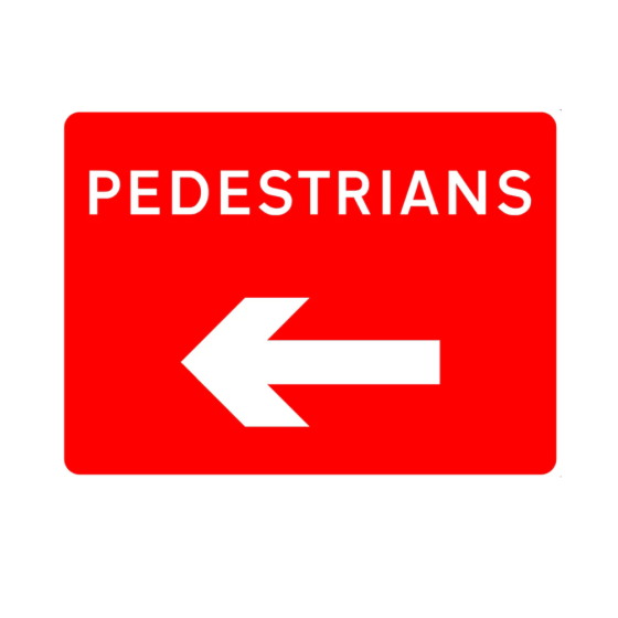 RA1 Plastic Quick Fit PLATE ONLY - Rectangle 600x450mm - Pedestrian Arrow Left