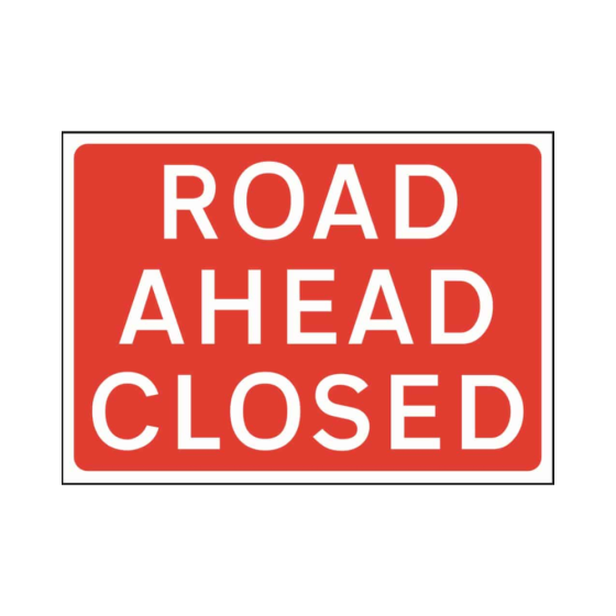 RA1 Plastic Quick Fit PLATE ONLY - Rectangle 1050x750mm - Road Ahead Closed